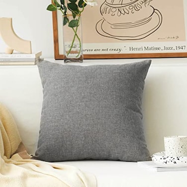 Home Brilliant Linen Large Throw Pillow Cover Euro Sham Cushion Cover for Bench Bed Sofa 26 x 26 inch66cm Dark Grey