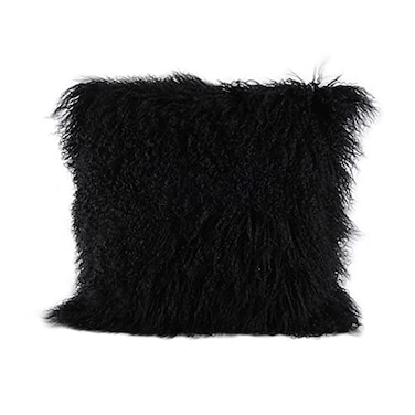 unite down 100 Real Mongolian Lamb Fur Cushion CoverPillowcase 20x20inch Black 1