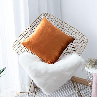 Home Brilliant Velvet Pillow Covers 18x18 Soft Orange Pillow Cases Holiday Decorative Pillow Covers for Sofa Couch Chair Bench 18x18 Inch 45x45cm Copper