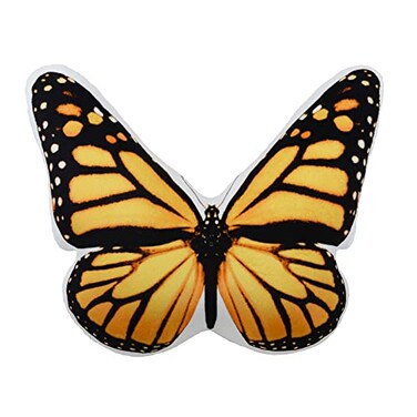 JWH 3D Butterfly Throw Pillow Cover Cute Decorative Accent Pillow Cases Papillon Soft Stuffed Plush Aesthetic Cushion for Farmhouse Bedroom Sofa Couch Bed Car 13x15 Inch Yellow