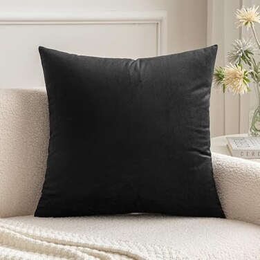 MIULEE Velvet Pillow Cover Soft Luxury Decorative Throw Pillow Cover Eruo Sham Single Rectangle Cushion Case for Couch Sofa Bedroom Car Decor26x26 Inch Black