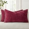 decorUhome Chenille Soft Cozy Throw Pillow Covers 12x20 Set of 2 Modern Farmhouse Boho Velvet Decorative Pillow Cases with Stitched Edge for Couch Sofa Bed Home Decor Rhododendron