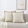 NordECO HOME Set of 2 Throw Pillow Covers Burlap Linen Trimmed Tailored Edges Decorative Cushion Covers for Bed Home Decoration 18 x 18 Light Beige