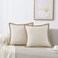 NordECO HOME Set of 2 Throw Pillow Covers Burlap Linen Trimmed Tailored Edges Decorative Cushion Covers for Bed Home Decoration 18 x 18 Light Beige