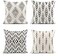 ArtSocket Set of 4 Throw Pillow Covers Ikat Tribal and Boho Bohemian Black Ethnic Herringbone for Ideas Decor Linen Outdoor Pillow Cases Home Decorative Square 22x22 Inches Pillowcases