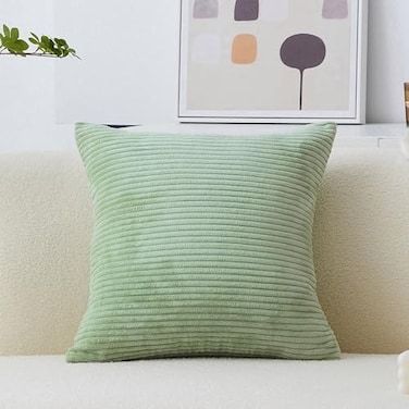 Home Brilliant Sage Green Summer Pillow Covers 18x18 Throw Pillow Covers Striped Corduroy Decorative Throw Pillows for Couch Living Room Sofa Decor 18 x 18 inches Sage Green