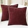 CaliTime Christmas Throw Pillow Covers Decorative 18 X 18 Inches Pack of 2 Cotton Thread Stitching Edges Solid Dyed Soft Chenille Cushion Cases for Couch Sofa Bed Living Room Farmhouse Burgundy
