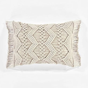 Lush Decor Studio Chevron Macrame Decorative Throw Pillow Cover 20 W x 13 L Neutral Rectangle Pillow Cover Throw Pillows For Bed Couch Or Chair