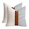 cygnus 20x20 Pillow Covers Set of 2 Farmhouse Decor Stripe Patchwork Linen Throw Pillow Covers Modern Faux Leather Covers for Couch SofaNavy Blue