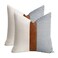 cygnus 20x20 Pillow Covers Set of 2 Farmhouse Decor Stripe Patchwork Linen Throw Pillow Covers Modern Faux Leather Covers for Couch SofaNavy Blue