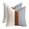 cygnus 20x20 Pillow Covers Set of 2 Farmhouse Decor Stripe Patchwork Linen Throw Pillow Covers Modern Faux Leather Covers for Couch SofaNavy Blue