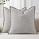 decorUhome Summer Decorative Throw Pillow Covers 18x18 Set of 2 Square Faux Linen Outdoor Neutral Farmhouse Pillow Covers with Stitched Edge for Couch Sofa Living Room Light Grey