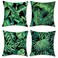Bonhause Tropical Green Leaves Pillow Covers 18x18 Palm Leaf Decorative Pillow Cases Polyester Linen Summer Cushion Covers for Sofa Couch Home Decor Set of 4