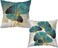 F Finerease Throw Pillow Cover Teal Ginkgo Leaves 18 x 18 Inch Turquoise Pillow Cushion Cover Set of 2 Square Cushion Case Great for Sofa Bedroom Yard Living Room Home Decor