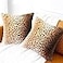 Entua Faux Fur Throw Pillows Set of 2 Decorative Square Couch Pillow Covers 20x20 Leopard Cheetah Print Luxury Soft Plush Pillowcase for Sofa Bed Living Room Decor Brown Gold