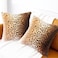 Entua Faux Fur Throw Pillows Set of 2 Decorative Square Couch Pillow Covers 20x20 Leopard Cheetah Print Luxury Soft Plush Pillowcase for Sofa Bed Living Room Decor Brown Gold