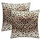 Sweetshow Brown Leopard Pillow Cover 18x18 Inches Cheetah Throw Pillows Set of 2 Soft Cotton Leopard Print Decorative Throw Pillow Covers for Home Couch Sofa Bedroom Livingroom