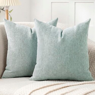 Jepeak Decorative Throw Pillow Covers Pack of 2 Chenille Cozy Modern Concise Cushion Cases for Bedroom Sofa Couch Home Decoration Lightcyanbrown Thread 20 x 20 Inches
