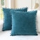 CaliTime Throw Pillow Covers Decorative 18 X 18 Inches Pack of 2 Cozy Solid Dyed Soft Chenille Cushion Cases with Pom Poms for Couch Sofa Bed Living Room Home Ocean Blue