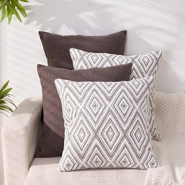 HPUK Throw Pillow Covers 20x20 Inch Set of 4 Linen Decorative Pillow Covers Accent Cushion Covers for Couch Sofa Bed Bedroom Living Room Dcor Natural