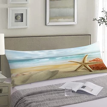 AIMSTONG Starfish Body Pillow Cover Nautical Coastal Tropical Summer Ocean Sand Beach Vacation Long Case Protector with Zipper Soft Large Cases Covers for BeddingCouchSofaHome Gift 20 inch x54