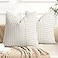 YCOLL Farmhouse Pillow Covers 18x18 Modern Accent Square Throw Pillow Covers Set of 2 Gray and Beige Striped Patchwork Linen Decorative Pillows Cushion Covers for Couch Chair Bedroom Home Decor