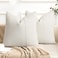 YCOLL Farmhouse Pillow Covers 18x18 Modern Accent Square Throw Pillow Covers Set of 2 Gray and Beige Striped Patchwork Linen Decorative Pillows Cushion Covers for Couch Chair Bedroom Home Decor