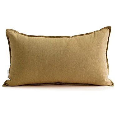 Jeanerlor Cotton Linen Decorative 12x20 Lumbar Throw Pillow Case Cushion Cover with Twin Needles Stitch on Edgefor WeddingPartyGiftCar 30 x 50cm Earth Yellow