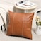 Fancy Homi Brown Boho Faux Leather Decorative Throw Pillow Covers 16x16 Inch for Living Room Couch Bed Hand Stitched Accent Square Cushion Case 40x40 cm Luxury Modern Farmhouse Home Decor