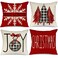 GEEORY Set of 4 Buffalo Plaid Christmas Pillow Covers Tree Joy Snow Merry Christmas Holiday Throw Pillows