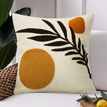 JASEN Boho Abstract Throw Pillow Covers 18x18 Orange Mid Century Geometric Leaf Decorative Throw Pillows Modern Art Pillow Cases for Couch Bed Sofa BedroomOnly 1 Pillow Cover