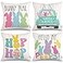 GEEORY Easter Pillow Covers 18x18 Set of 4 Easter Decorations for Home Bunny Truck Hello Peeps Hip Hop Decorative Throw Pillows Spring Easter Farmhouse Decor