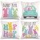 GEEORY Easter Pillow Covers 18x18 Set of 4 Easter Decorations for Home Bunny Truck Hello Peeps Hip Hop Decorative Throw Pillows Spring Easter Farmhouse Decor