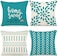 YCOLL Pillow Covers 20x20 Set of 4 Modern Sofa Throw Pillow Cover Decorative Outdoor Linen Fabric Pillow Case for Couch Bed Car Aqua Blue