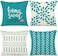 YCOLL Pillow Covers 20x20 Set of 4 Modern Sofa Throw Pillow Cover Decorative Outdoor Linen Fabric Pillow Case for Couch Bed Car Aqua Blue