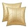 BRAWARM Faux Leather Pillow Covers 20 X 20 Inches Gold Leather Pillow Covers Pack of 2 Geometric Embroidery Leather Decorative Throw Pillows for Living Room Couch Bed Sofa Home