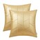 BRAWARM Faux Leather Pillow Covers 20 X 20 Inches Gold Leather Pillow Covers Pack of 2 Geometric Embroidery Leather Decorative Throw Pillows for Living Room Couch Bed Sofa Home