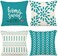 YCOLL Pillow Covers 18x18 Set of 4 Modern Sofa Throw Pillow Cover Decorative Outdoor Linen Fabric Pillow Case for Couch Bed Car Aqua Blue