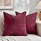Fancy Homi 2 Packs Burgundy Red Decorative Throw Pillow Covers 18x18 Inch for Living Room Couch Sofa Boho Christmas Home Decor Soft Corss Corduroy Patchwork Textured Square Cushion Case 45x45 cm