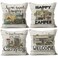 M-Qizi MQizi 4 Pack Camper Pillow Covers 18x18 White Navy Blue Letter Print RV Home Decor