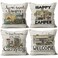M-Qizi MQizi 4 Pack Camper Pillow Covers 18x18 White Navy Blue Letter Print RV Home Decor