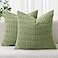 MIULEE Pack of 2 Spring Corduroy Decorative Throw Pillow Covers 20x20 Inch Soft Boho Striped Pillow Covers Modern Farmhouse Home Decor for Summer Sofa Living Room Couch Bed Sage Green
