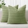 MIULEE Pack of 2 Spring Corduroy Decorative Throw Pillow Covers 20x20 Inch Soft Boho Striped Pillow Covers Modern Farmhouse Home Decor for Summer Sofa Living Room Couch Bed Sage Green