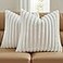 FUTEI Pack of 2 Fluffy Faux Fur Throw Pillow Covers 18x18 Inch Elegant Striped Textured Decorative Cushion Cases Modern Accent Pillow for Couch Bed Living Room Cream White
