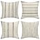 ArtSocket Set of 4 Throw Pillow Covers Pattern Black and White Boho Bohemian Geometric Dots Lines of Borders Decor Linen Outdoor Pillow Cases Home Decorative Square 16x16 Inches Pillowcases