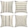 ArtSocket Set of 4 Throw Pillow Covers Pattern Black and White Boho Bohemian Geometric Dots Lines of Borders Decor Linen Outdoor Pillow Cases Home Decorative Square 16x16 Inches Pillowcases