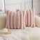 Neelvin Pink Faux Fur Cozy Soft Striped Decorative Throw Pillow Covers 20x20 inch Set of 2Velvet Pillowcase Cushion Case for Sofa Couch