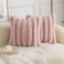 Neelvin Pink Faux Fur Cozy Soft Striped Decorative Throw Pillow Covers 20x20 inch Set of 2Velvet Pillowcase Cushion Case for Sofa Couch