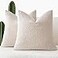 Foindtower Set of 2 Decorative Textured Boucle Throw Pillow Covers Accent Solid Pillow Cases Neutral Cozy Couch Cushion Case for Chair Sofa Bedroom Living Room Home Decor 24 x 24 Inch Ivory Beige