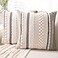 WANLIRD Boho Throw Pillow Covers 18x18 Set of 2 Farmhouse Decorative Cushion Case Striped Square Pillows Cover Chenille Pillow Cases Accent Neutral Pillowcase for Sofa Couch BedWhite
